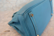 将图片加载到图库查看器,HERMES BIRKIN 30 Togo leather Blue jean □G刻印 Hand bag 700090042
