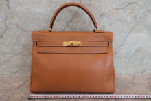 将图片加载到图库查看器,HERMES KELLY 32 Box carf leather Natural 〇U刻印 Shoulder bag 700080131