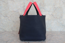 将图片加载到图库查看器,HERMES PICOTIN LOCK CASAQUE MM Clemence leather Rose extreme/Blue nuit D刻印 Hand bag 800060193