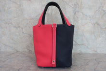 将图片加载到图库查看器,HERMES PICOTIN LOCK CASAQUE MM Clemence leather Rose extreme/Blue nuit D刻印 Hand bag 800060193