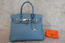 将图片加载到图库查看器,HERMES BIRKIN 30 Epsom leather Blue jean □L刻印 Hand bag 800030174