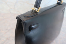 画像をギャラリービューアに読み込む, HERMES/エルメス ケリー28 ボックスカーフ ブラック 〇T刻印 ハンドバッグ 700120233