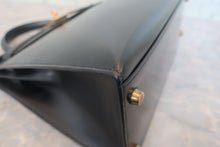 画像をギャラリービューアに読み込む, HERMES/エルメス ケリー28 ボックスカーフ ブラック 〇T刻印 ハンドバッグ 700120233