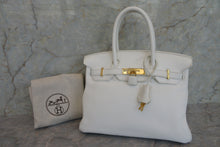 Load image into Gallery viewer, HERMES BIRKIN 30 Clemence leather White □O Engraving Hand bag 700050283