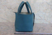 将图片加载到图库查看器,HERMES PICOTIN LOCK PM Clemence leather Blue jean □P刻印 Hand bag 800020118