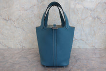 将图片加载到图库查看器,HERMES PICOTIN LOCK PM Clemence leather Blue jean □P刻印 Hand bag 800020118