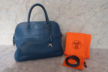 将图片加载到图库查看器,HERMES BOLIDE 35 Clemence leather Blue □G刻印 700120002