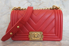 Load image into Gallery viewer, CHANEL LeBOY CHANEL chain shoulder bag Lambskin Red/Goldr hadware Shoulder bag 700060077