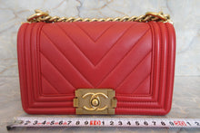 画像をギャラリービューアに読み込む, CHANEL/シャネル ボーイシャネル チェーンショルダーバッグ ラムスキン レッド/ゴールド金具 ショルダーバッグ 700060077