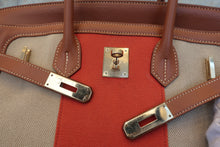 画像をギャラリービューアに読み込む, HERMES/エルメス バーキン35 バレニア/トワルアッシュ フィセル/パプリカ/フォーブ □R刻印 ハンドバッグ 800010006