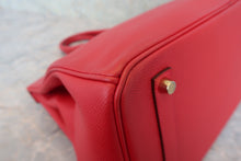 將圖片載入圖庫檢視器 HERMES/エルメス バーキン35 ヴォーエプソン ルージュカザック □R刻印 ハンドバッグ 800050086