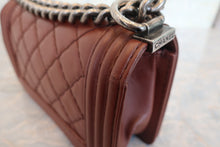 Load image into Gallery viewer, CHANEL Mini LeBOY CHANEL chain shoulder bag Lambskin Brown/Silver hadware Shoulder bag 700120025