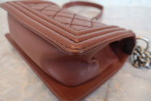 Load image into Gallery viewer, CHANEL Mini LeBOY CHANEL chain shoulder bag Lambskin Brown/Silver hadware Shoulder bag 700120025