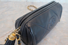 Load image into Gallery viewer, CHANEL CC mark fringe chain shoulder bag Lambskin Navy/Gold hadware Shoulder bag 700080071