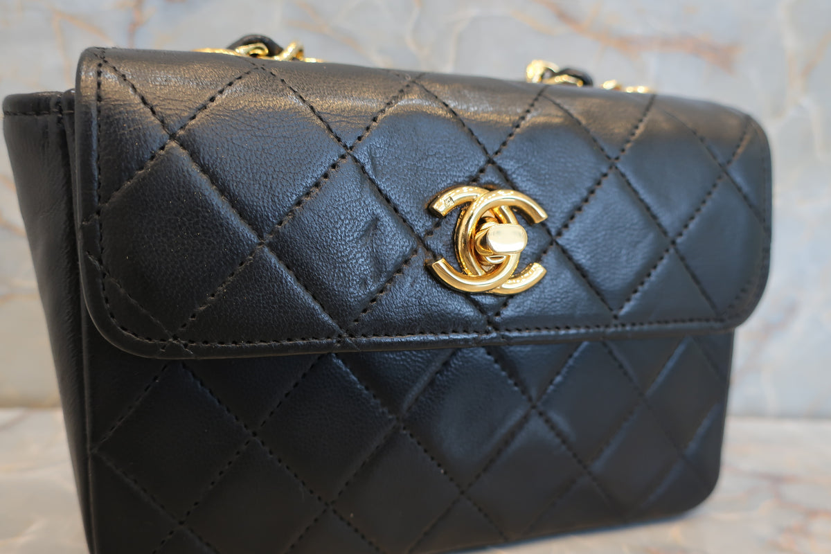 【極美品】CHANELミニマトラッセ クラシック ラムスキン ゴールド金具 CHANEL/シャネル ミニマトラッセチェーンショルダーバッグ