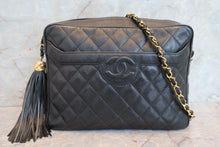 Load image into Gallery viewer, CHANEL Matelasse fringe chain shoulder bag Caviar skin Black/Gold hadware Shoulder bag 700040061