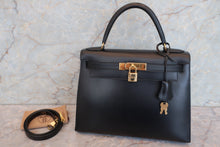 將圖片載入圖庫檢視器 HERMES/エルメス ケリー28 ボックスカーフ ブラック 〇Z刻印 ショルダーバッグ 700090115
