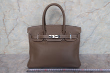 Load image into Gallery viewer, HERMES BIRKIN 30 Clemence leather Etoupe gray □M Engraving Hand bag 700120066