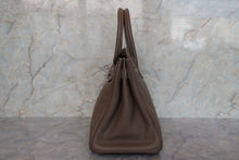 Load image into Gallery viewer, HERMES BIRKIN 30 Clemence leather Etoupe gray □M Engraving Hand bag 700120066