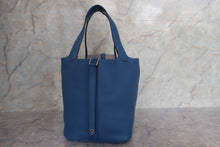 Load image into Gallery viewer, HERMES PICOTIN LOCK MM Clemence leather Blue thalassa X Engraving Hand bag 700120035