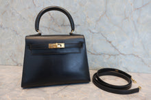 将图片加载到图库查看器,HERMES MINI KELLY 20 Box carf leather Black 〇S刻印 Shoulder bag 800050094