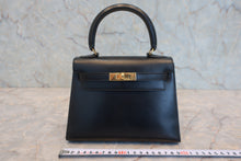 将图片加载到图库查看器,HERMES MINI KELLY 20 Box carf leather Black 〇S刻印 Shoulder bag 800050094