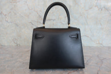 Load image into Gallery viewer, HERMES MINI KELLY 20 Box carf leather Black □A Engraving Shoulder bag 800060207