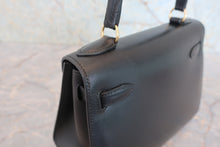 Load image into Gallery viewer, HERMES MINI KELLY 20 Box carf leather Black □A Engraving Shoulder bag 800060207