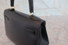 Load image into Gallery viewer, HERMES MINI KELLY 20 Box carf leather Black □A Engraving Shoulder bag 800060207