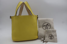 Load image into Gallery viewer, HERMES PICOTIN LOCK CASAQUE PM Clemence leather Lime/Nata Y Engraving Hand bag 800090200