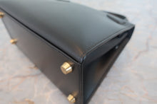 Load image into Gallery viewer, HERMES MINI KELLY 20 Box carf leather Black □A Engraving Shoulder bag 800060207