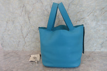 Load image into Gallery viewer, HERMES PICOTIN LOCK GM Clemence leather Turquoise blue □R Engraving Hand bag 700040040