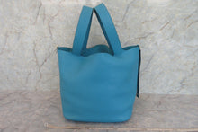 Load image into Gallery viewer, HERMES PICOTIN LOCK GM Clemence leather Turquoise blue □R Engraving Hand bag 700040040