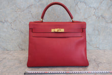 将图片加载到图库查看器,HERMES KELLY 32 Graine Couchevel leather Rouge vif 〇X刻印 Shoulder bag 800050067