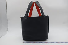 Load image into Gallery viewer, HERMES PICOTIN LOCK ECLAT MM Clemence leather/Swift leather Blue Indigo/Orange poppy X Engraving Hand bag 800090244