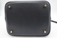 Load image into Gallery viewer, HERMES PICOTIN LOCK ECLAT MM Clemence leather/Swift leather Blue Indigo/Orange poppy X Engraving Hand bag 800090244
