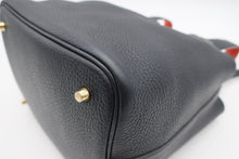 Load image into Gallery viewer, HERMES PICOTIN LOCK ECLAT MM Clemence leather/Swift leather Blue Indigo/Orange poppy X Engraving Hand bag 800090244