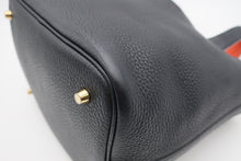 Load image into Gallery viewer, HERMES PICOTIN LOCK ECLAT MM Clemence leather/Swift leather Blue Indigo/Orange poppy X Engraving Hand bag 800090244