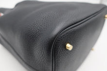 Load image into Gallery viewer, HERMES PICOTIN LOCK ECLAT MM Clemence leather/Swift leather Blue Indigo/Orange poppy X Engraving Hand bag 800090244