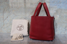 将图片加载到图库查看器,HERMES PICOTIN LOCK PM Clemence leather Rouge garance Hand bag 700100196