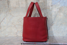 将图片加载到图库查看器,HERMES PICOTIN LOCK PM Clemence leather Rouge garance Hand bag 700100196
