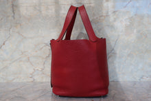 将图片加载到图库查看器,HERMES PICOTIN LOCK PM Clemence leather Rouge garance Hand bag 700100196