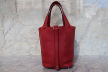 将图片加载到图库查看器,HERMES PICOTIN LOCK PM Clemence leather Rouge garance Hand bag 700100196