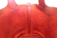 将图片加载到图库查看器,HERMES PICOTIN LOCK PM Clemence leather Rouge garance Hand bag 700100196