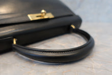 画像をギャラリービューアに読み込む, HERMES/エルメス ケリー28 ボックスカーフ ブラック 〇T刻印 ハンドバッグ 7000010230