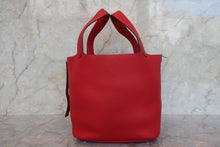 将图片加载到图库查看器,HERMES PICOTIN LOCK MM Clemence leather Rouge casaque X刻印 Hand bag 700100181