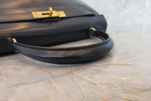 画像をギャラリービューアに読み込む, HERMES/エルメス ケリー28 ボックスカーフ ネイビー 〇J刻印 ハンドバッグ 700060052