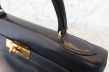 画像をギャラリービューアに読み込む, HERMES/エルメス ケリー28 ボックスカーフ ネイビー 〇J刻印 ハンドバッグ 700060052
