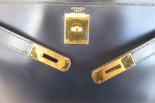 画像をギャラリービューアに読み込む, HERMES/エルメス ケリー28 ボックスカーフ ネイビー 〇J刻印 ハンドバッグ 700060052