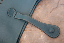 Load image into Gallery viewer, HERMES EVELYNE 3GM Clemence leather Blue jean □L Engraving Shoulder bag 800050109